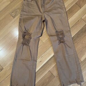 Casual Tan Distressed Women Jeans